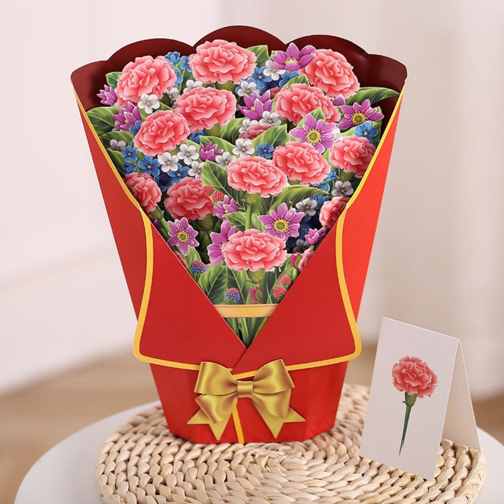 Carnation 3D Pop Up Greeting Card Flower Bouquet Pop Up Card – DiyGiftly