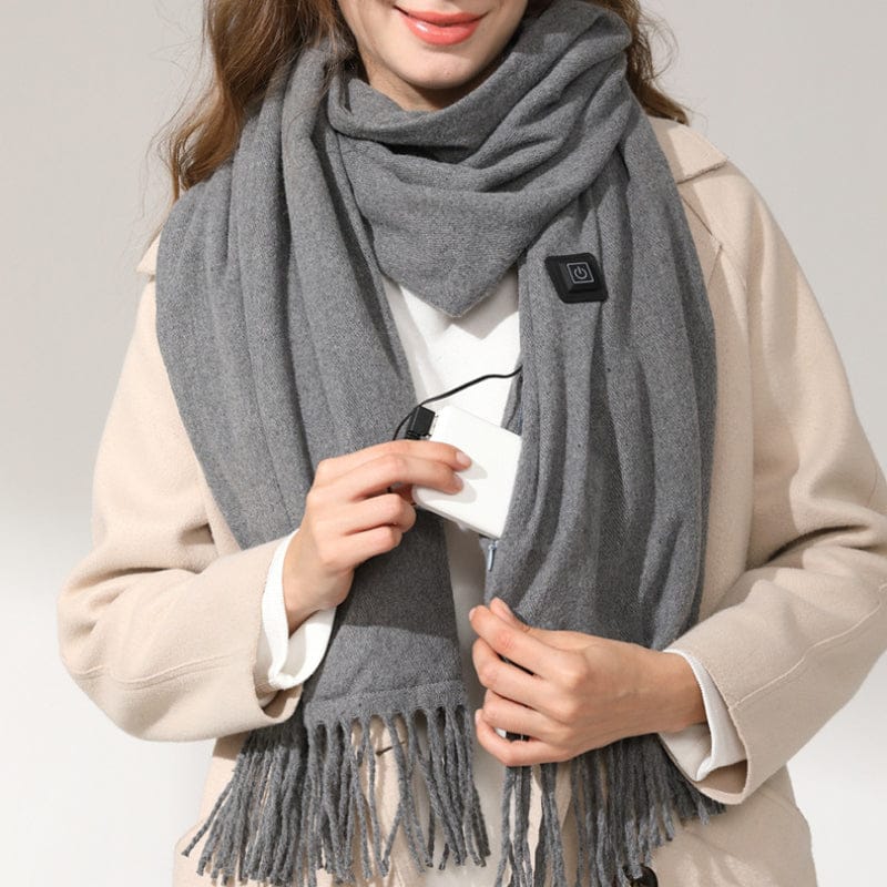USB Rechargeable Heated Scarf with Tassels: Pain Relief & Winter Warmth Gift