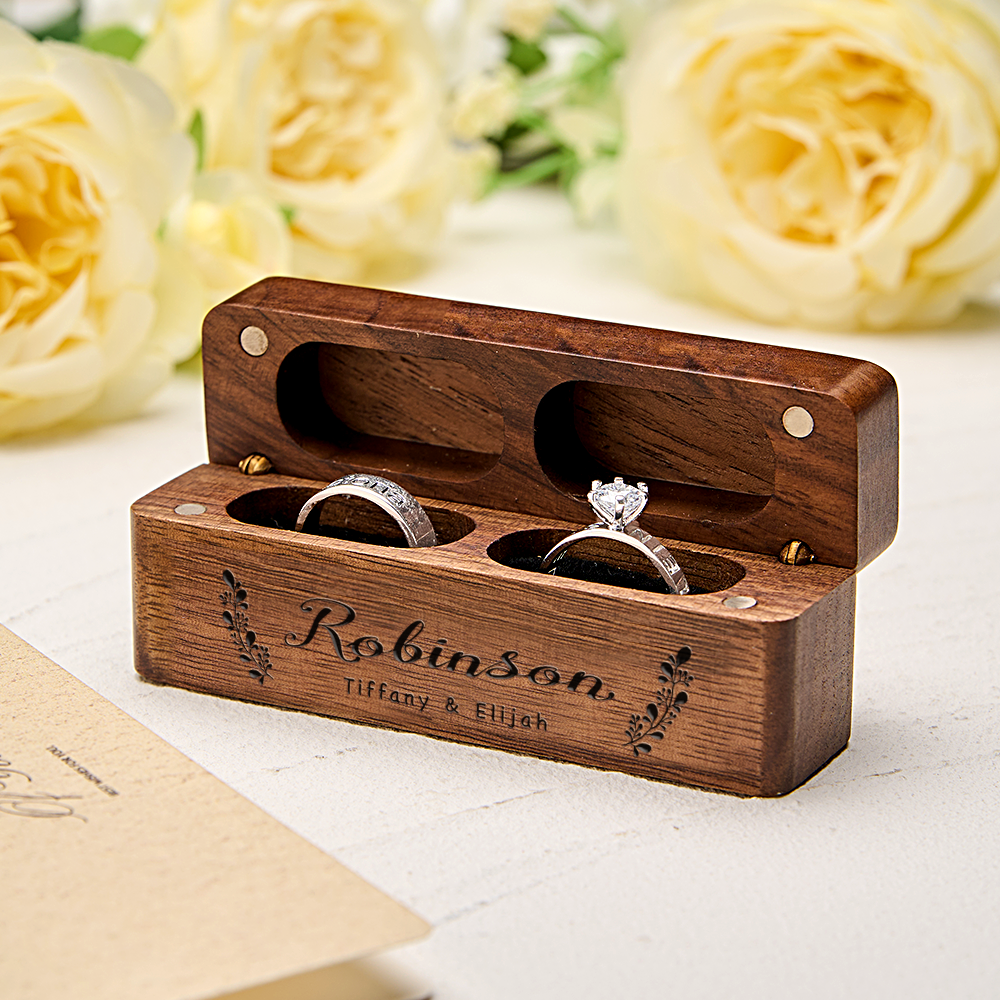 Personalized Engraved Wood Rings Bearer Box: Romantic Wedding Proposal & Engagement Gift