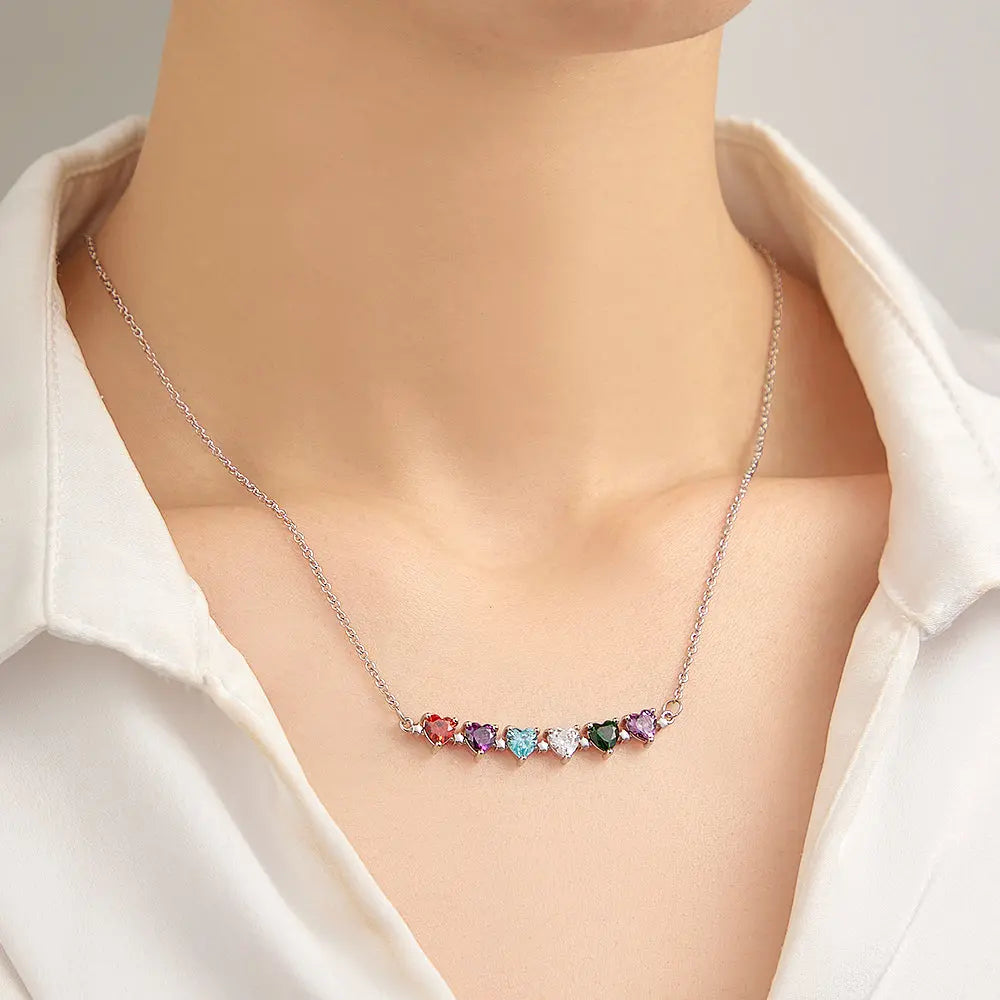 Personalized Heart-Shaped Birthstone Necklace: Meaningful Birthday & Anniversary Gift for Her