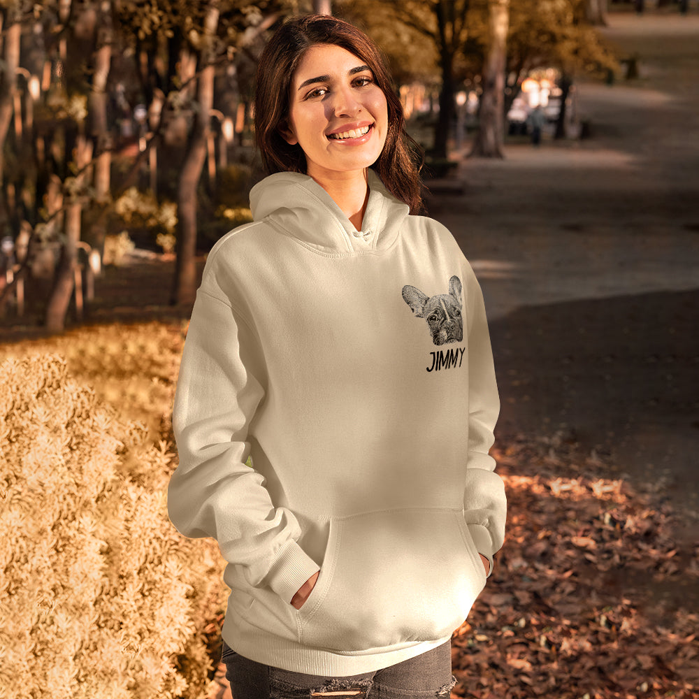 Personalized Pet Portrait Hoodie / Custom Pet Sweatshirt: Lifelike Gift for Dog Lovers & Pet Owners