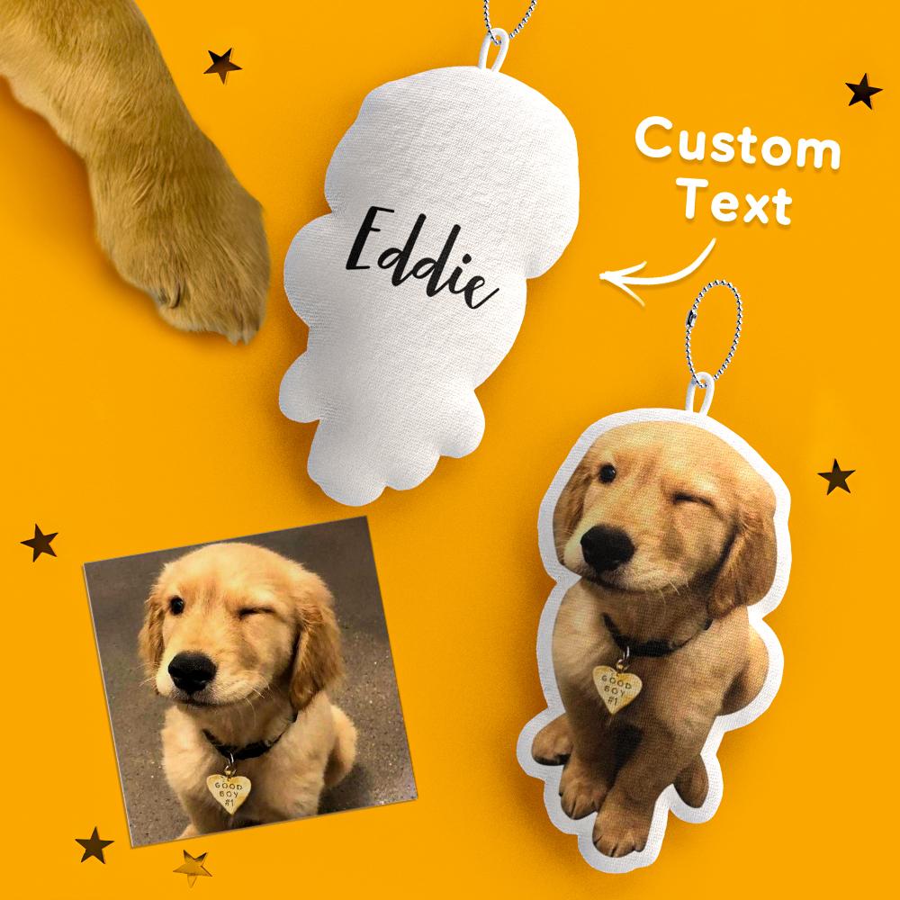 Custom Pet Pillow Keychain with Name and Photo: Personalized Gift for Pet Lovers & Dog/Cat Owners