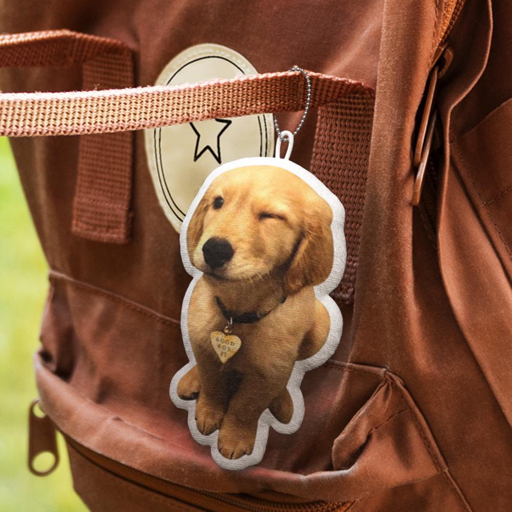 Custom Pet Pillow Keychain with Name and Photo: Personalized Gift for Pet Lovers & Dog/Cat Owners