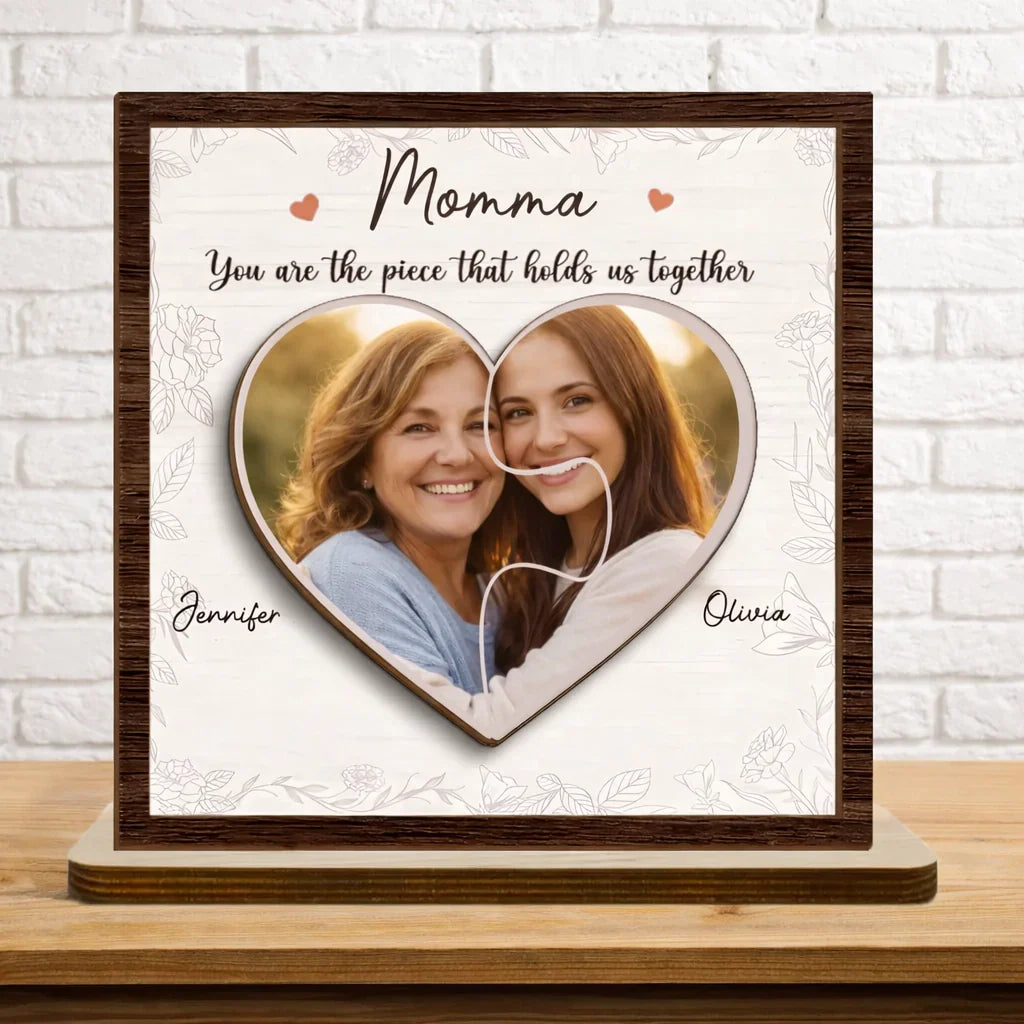 Personalized “The Loveliest Masterpiece of the Heart” Family 2-Layer Wooden Plaque with Stand – Sentimental Mother’s Day & Housewarming Gift