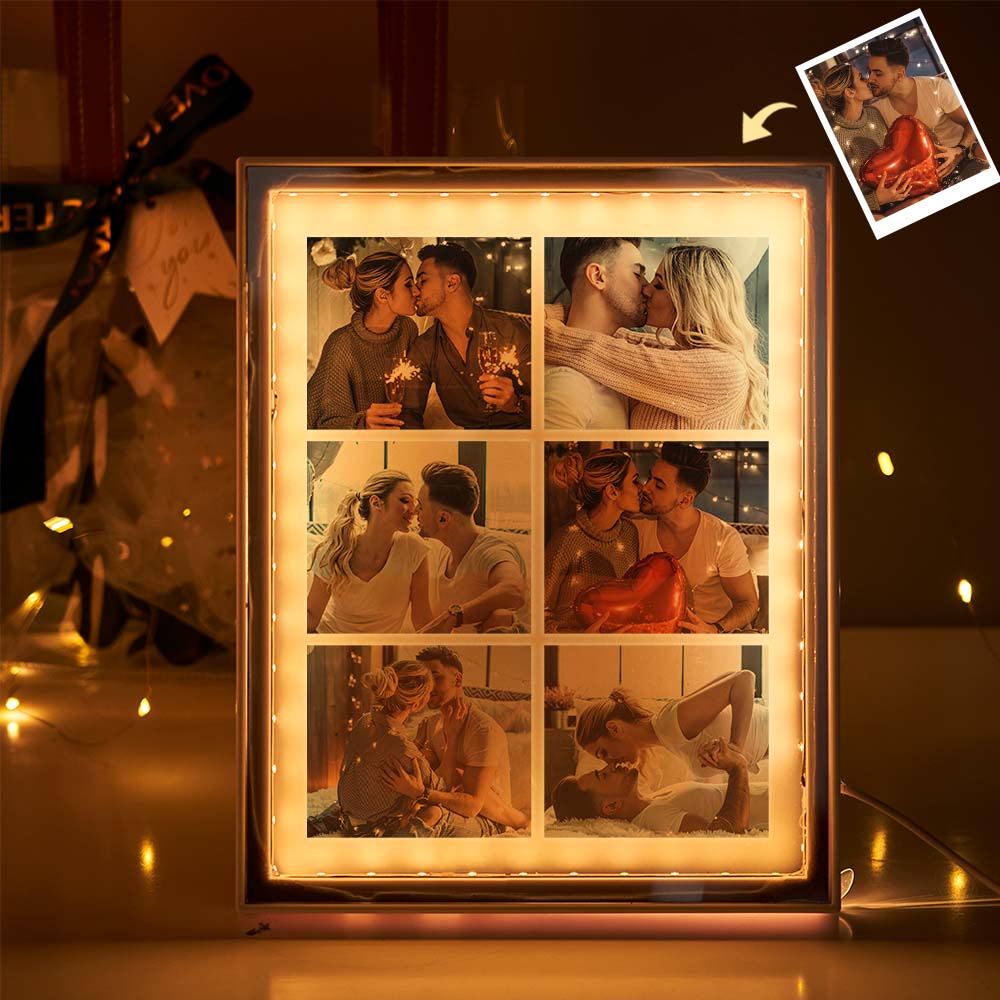 Custom Photo Frame Mirror Night Light: Personalized Romantic Gift with Glowing Mirror & LED