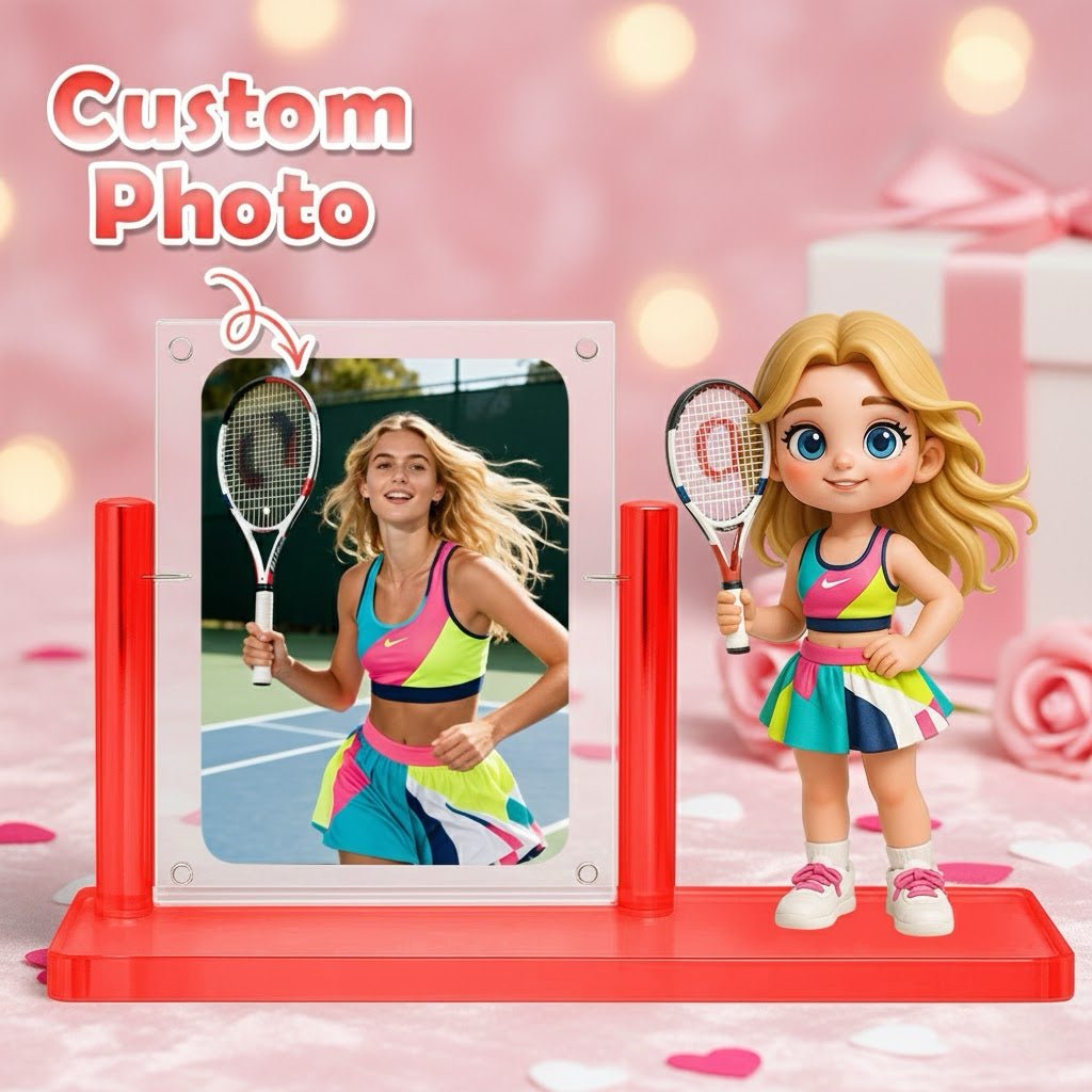 Create custom 1 person 3d mini figure with colorful base and photo personalized toy figure birthday gift — custom 3D desk figurine. Perfect personalized gift!