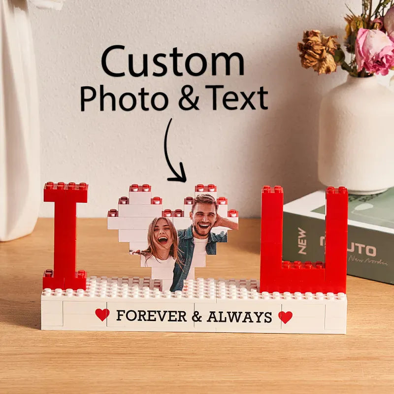 Personalized "I Love You" Photo Building Brick Puzzle: Fun & Romantic Custom Gift for Couples