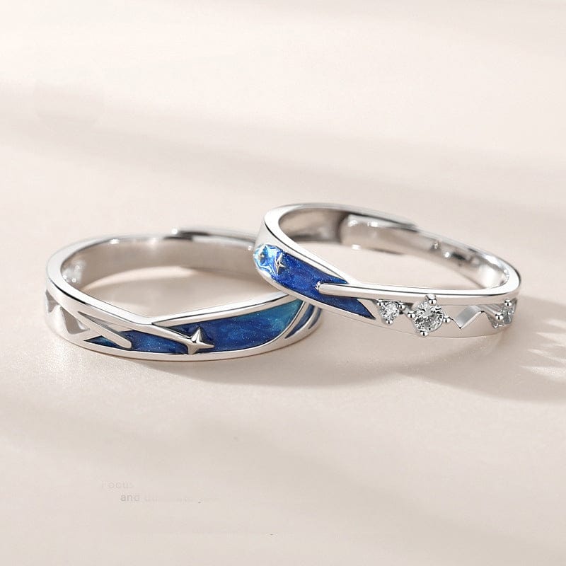 Meteor Star Couple Rings: Adjustable Matching Rings with Shooting Star Design
