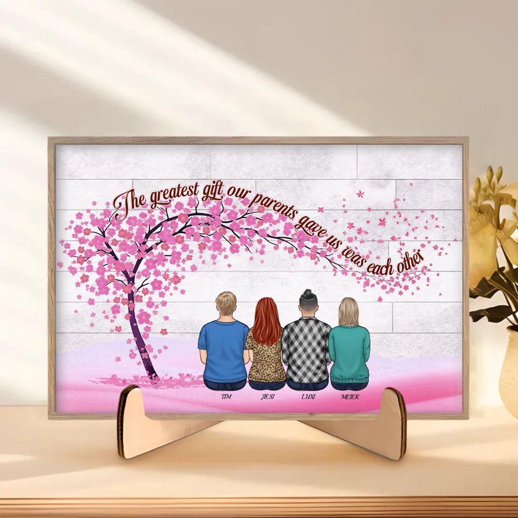 We'll Always Be Connected By Heart" Personalized Wooden Plaque: The Perfect Sibling Gift for Brothers & Sisters