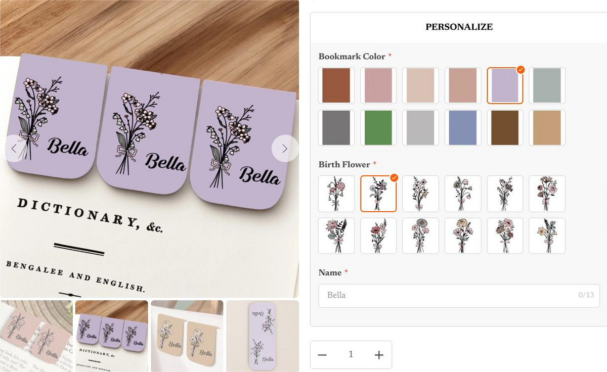 Personalized Name Magnetic Bookmark Clip – Floral Charm Gift for Book Lovers & Avid Readers