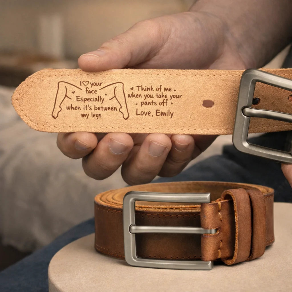Custom Cowhide Belt – The Cheekiest Personalized Anniversary & Valentine’s Gift for Him