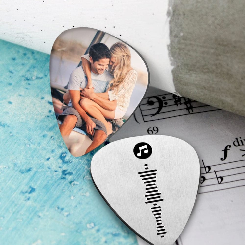 Custom Music Code Guitar Pick with Photo: Unique Personalized Gift for Guitar Lovers & Music Fans