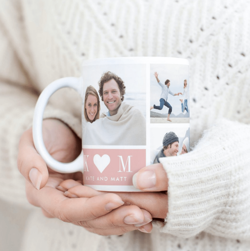 Sweetheart Initials Editable Color Photo Mug: Personalized Romantic Coffee Gift for Couples