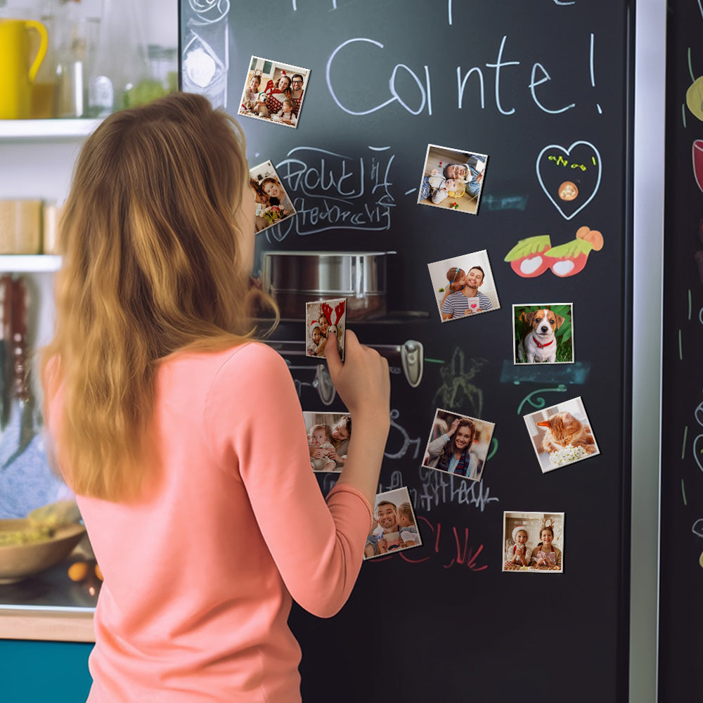 Custom Photo Card Paper Fridge Magnets (Set of 12): Personalized Couple Memory Gift & Kitchen Decor