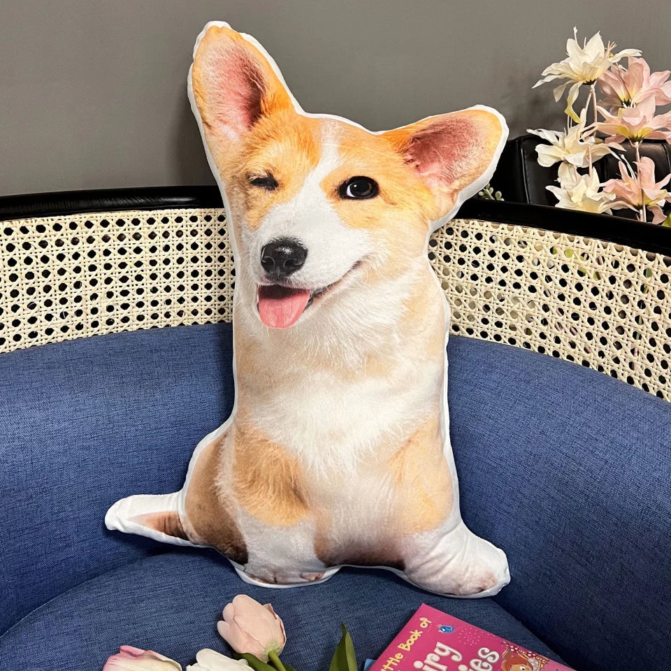 Create custom pet photo pillow personalized photo custom shaped pillow — personalized pet shaped cushion gift. Perfect dog/cat lover & memorial present!