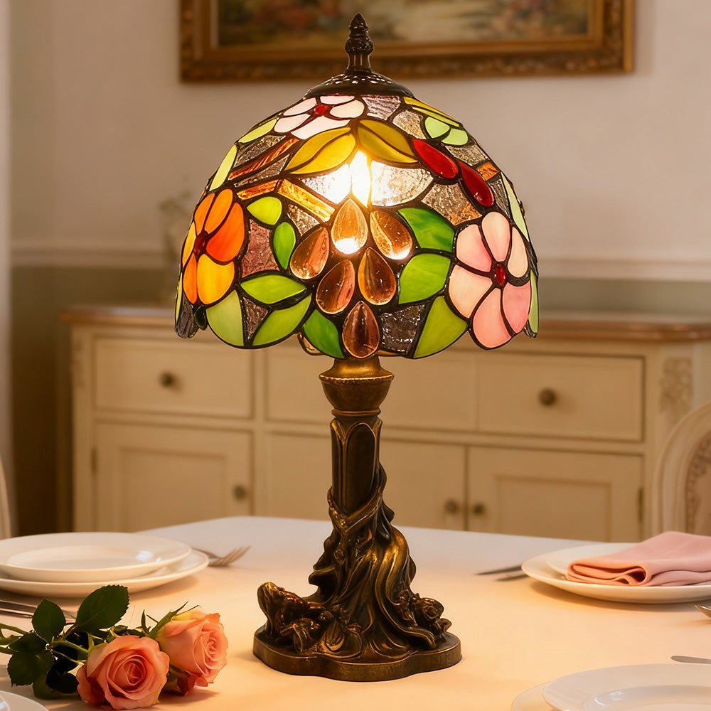 Tiffany Style Stained Table Lamp – Vintage Bedside Reading Light & Retro Ambient Home Decor