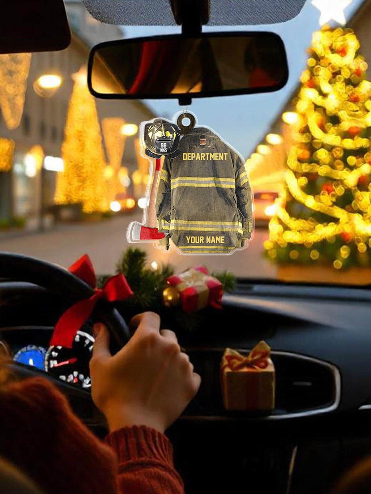Personalized Firefighter Helmet Armor Ornament: Proud Christmas & Thank-You Gift for Fireman
