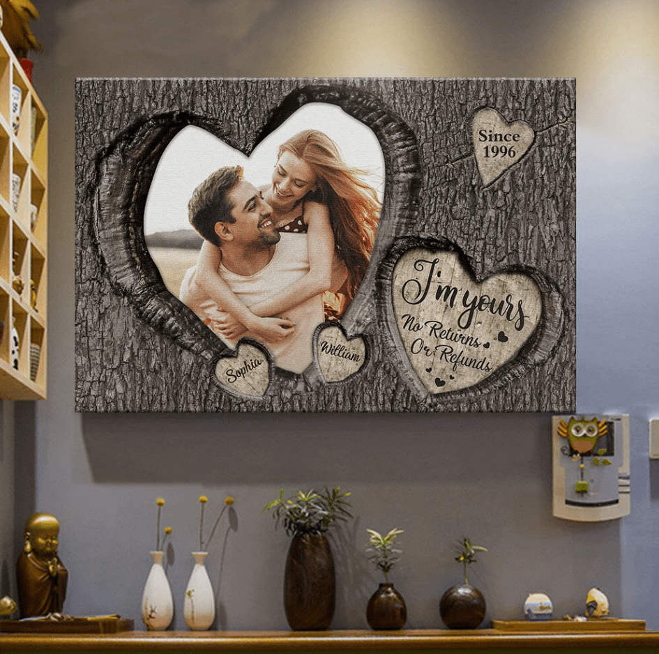 God Knew My Heart Needed You" Personalized Photo Wrapped Canvas: Spiritual & Romantic Gift for Couples