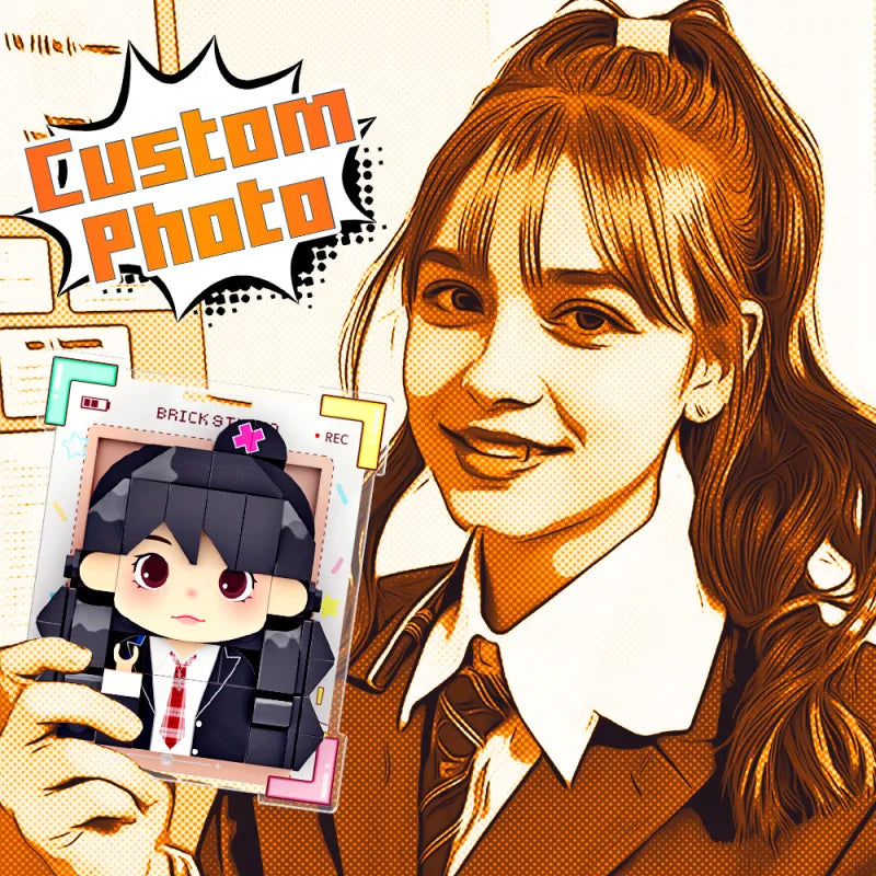 Personalized Brick Figure Fridge Magnets Pink Photo Stickers DIY Gift Fridge Magnets Gifts For Girlfriend Boyfriend Valentines Day