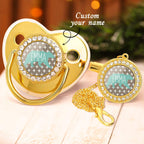 Custom Name Baby Pacifier & Clip Set with Polar Bear Pattern – Personalized Newborn Gift