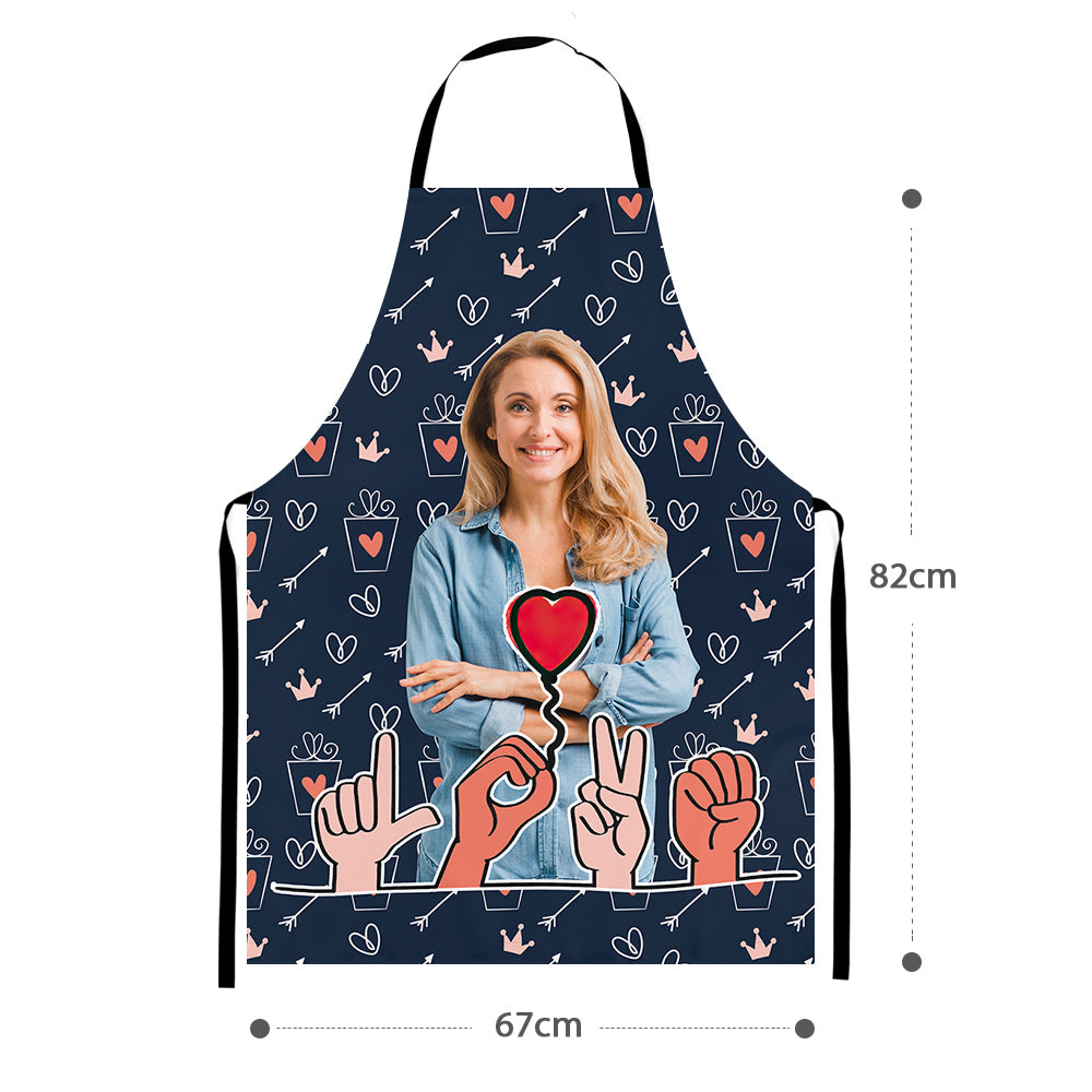 Customised Cooking Apron Personalized Photo I Love You Apron