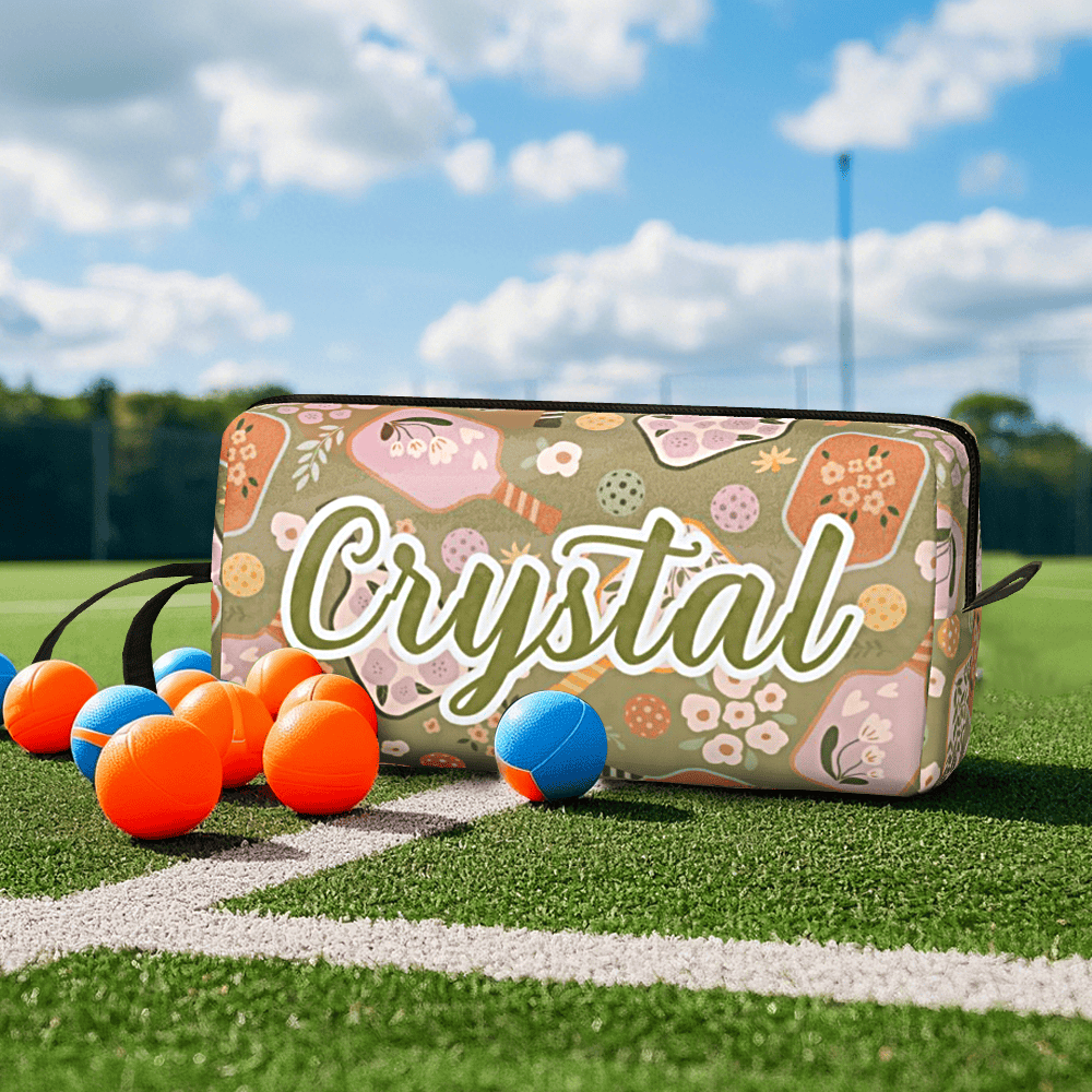 Personalized Pickleball Ball Pouch with Name Retro Flower Pouch Gift for Sports Lover