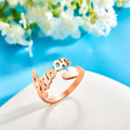 Custom Name Ring Heart Open Adjustable Rings
