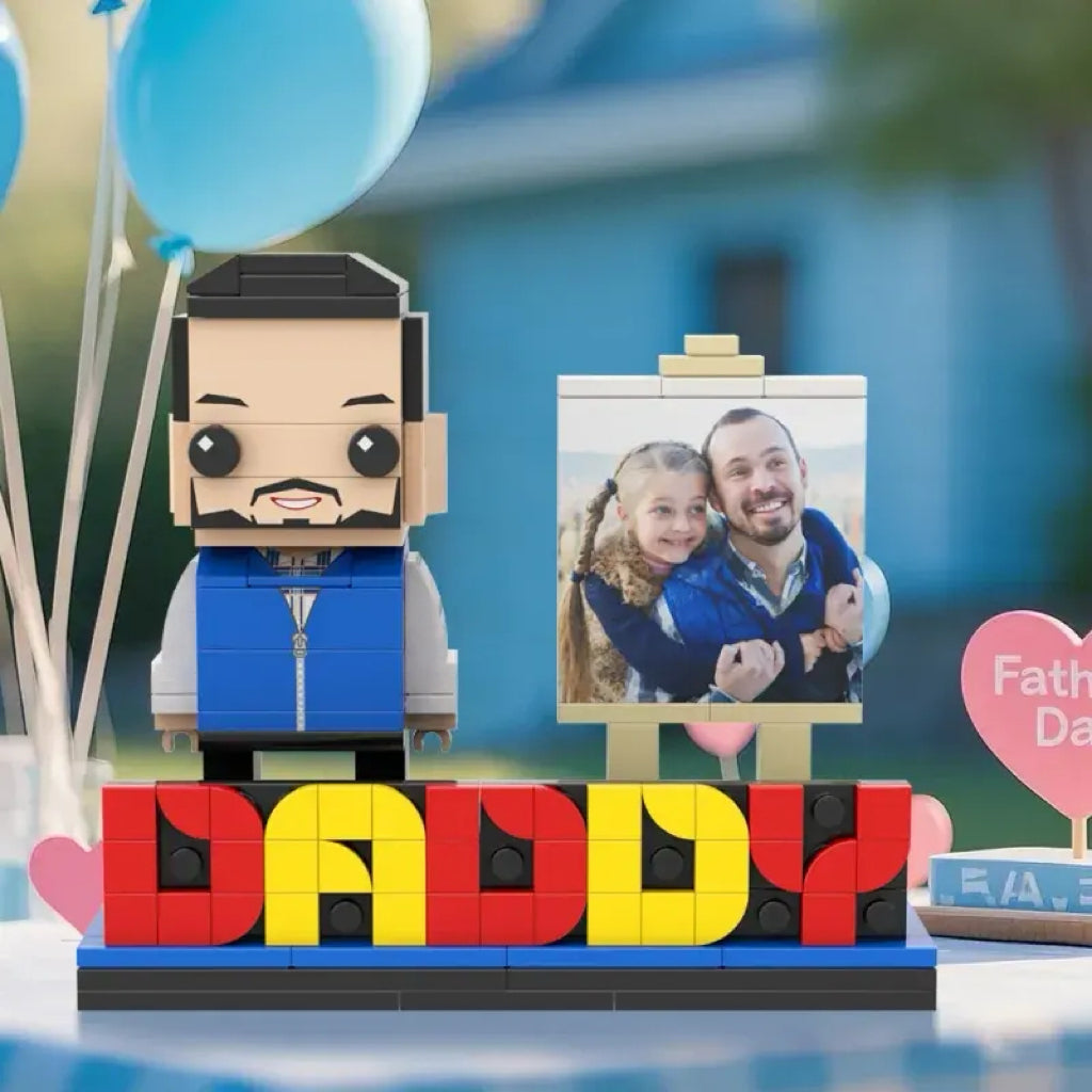full body customizable daddy building block figures with photo custom gift for dad personalized gift