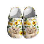 Personalized Pet Face Clog with Name Funny Sunflower Print Clogs Slipper Gift for Pet Lover