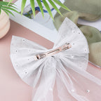 Personalized Pearl Bride Bow Clip Veil with Text White Veil Engagement Wedding Gift for Her