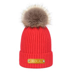 Personalized Leather Patch Beanie Custom Name Newborn Kids Winter Hat