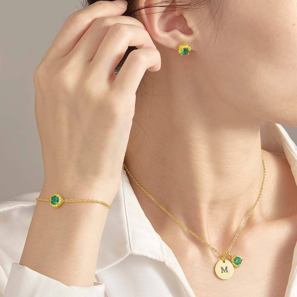 Personalized Earrings Bracelet Necklace Jewelry Set Wedding Bridesmaid Proposal Gift Box