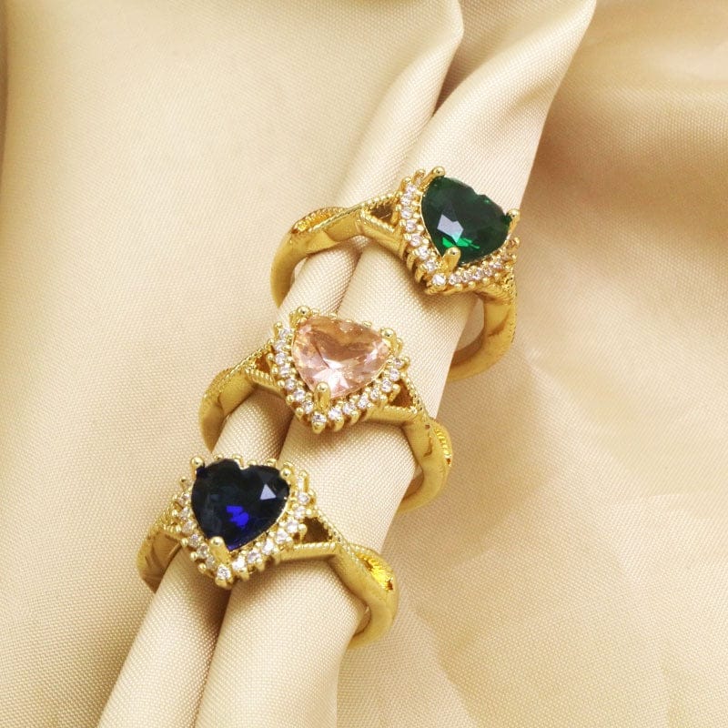 Heart Diamond Open Ring Copper