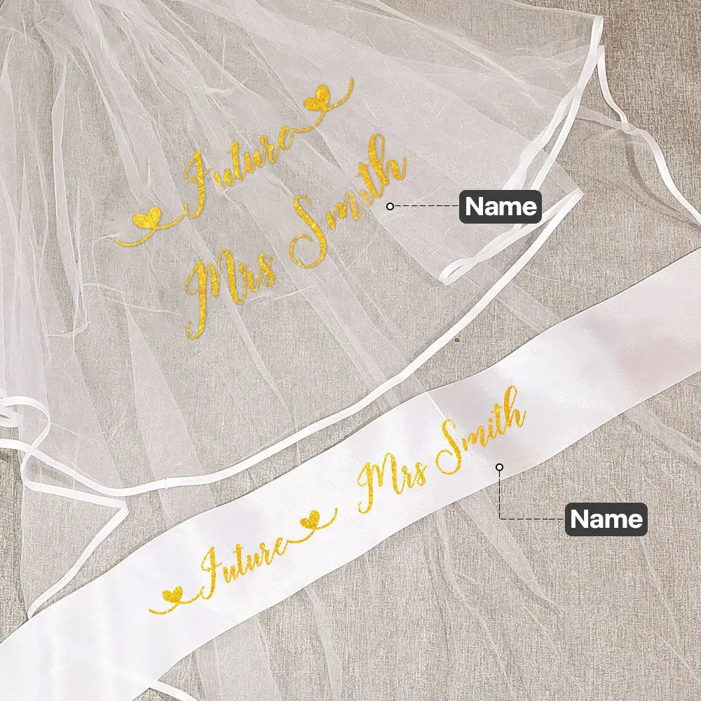 Personalized Bride Veil Sash Set Bride to be Veil Hen Party Accessories