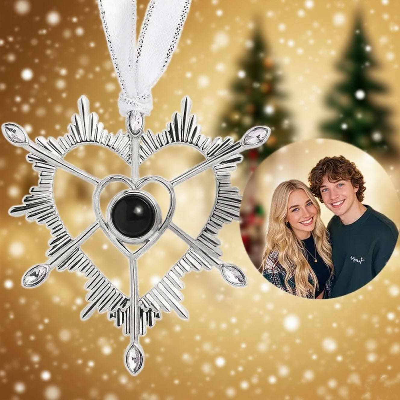 Custom Photo Projection Heart Ornament – Personalized Gift for Birthday Valentine's Day & Christmas