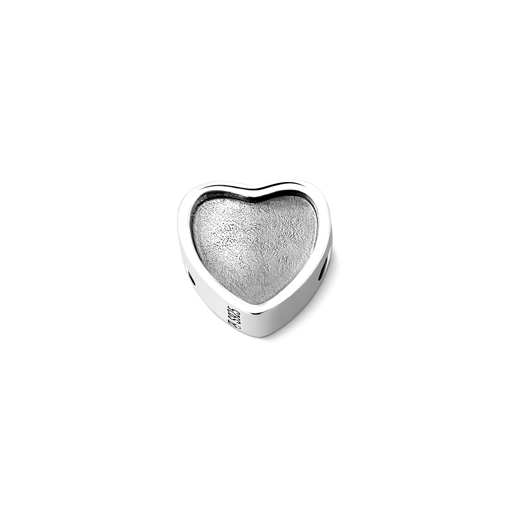 Paw Print Custom Heart Photo Charm Bead Pendant Silver