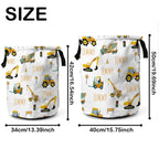 Personalized Work Vehicles Construction Trucks Toy Laundry Basket with Name Storage Basket Gift for Family Kids