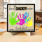 wooden handprint sign personalized father s day diy hands down plaque design ornament for everyday use photo
