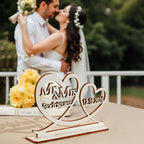 Personalized Couple Name Plaque Engraved Wedding Date Keepsake 1st Year Anniversary Gift for Couple Wooden Table Sign