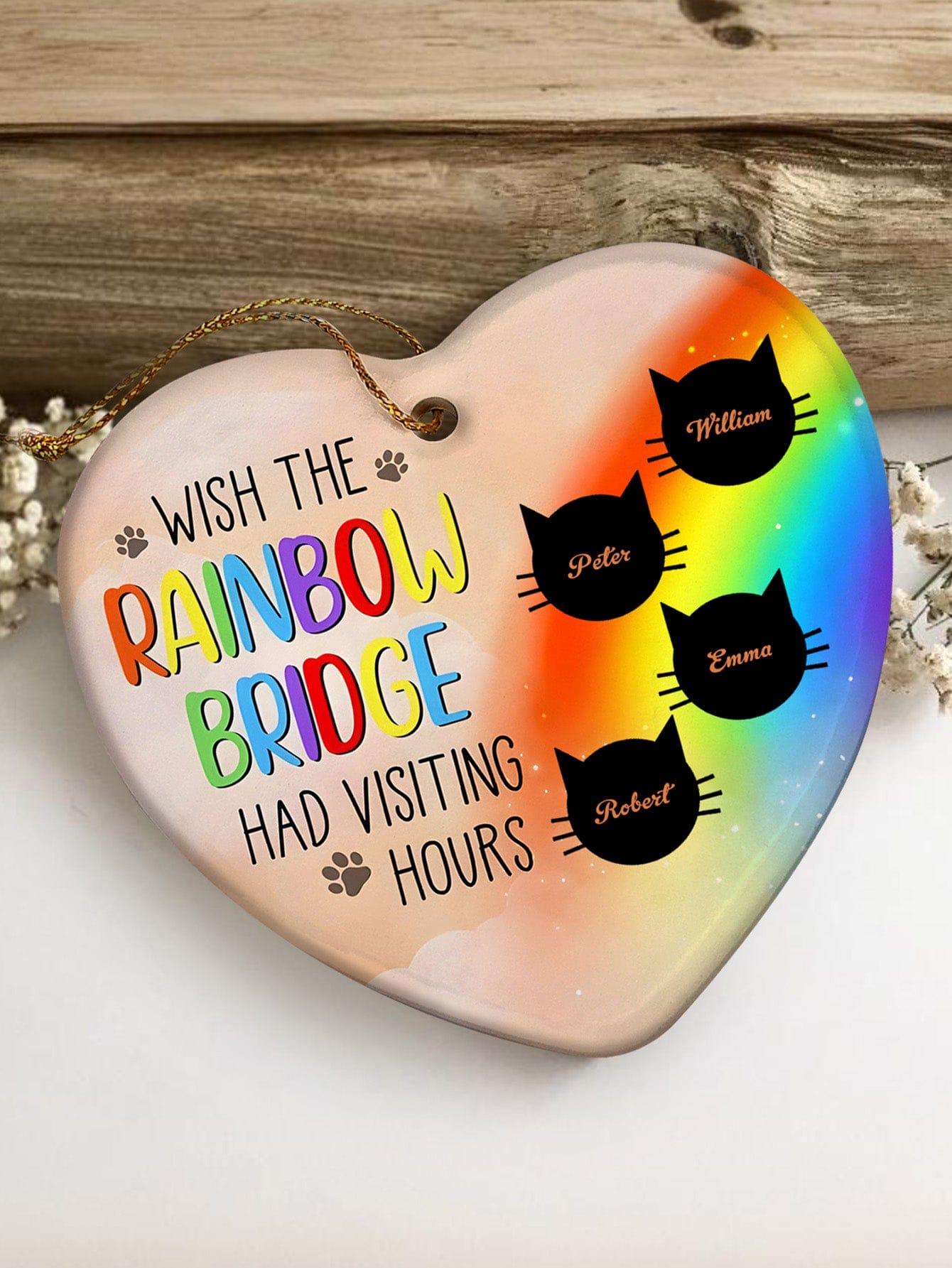 cat memorial heart ornament personalized design holiday decor