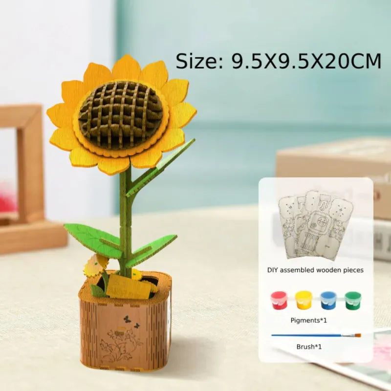 DIY Wooden Flower Puzzle 3D Puzzle Mother's Day Gifts for Mum