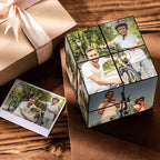 Custom Photo Cube Infinity Folding Multiphoto Cube with Wooden Base Father's Day Gifts