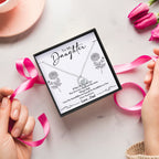 Custom Birth Flower Message Card with Heart Necklace Personalized Jewelry Birthday Gift for Daughter