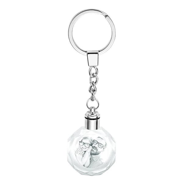 Personalized Photo Octagon Crystal Keychain Couples Gifts