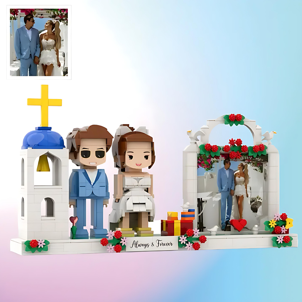 custom full body 2 people cute brick figures photo detail view