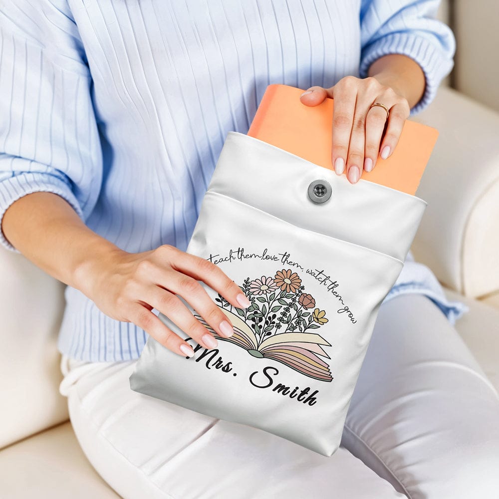 Personalized Flowers Book Cover with Pocket Book Cover Protector Appreciation Gift for Teacher
