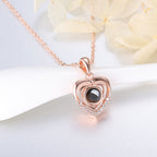 gifts for wife Love Her Always - Personalized Keepsake - Customized Heart Pendant Photo Projection Necklace 925 Sterling Silv