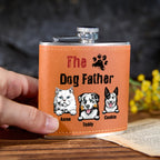 Personalized PU Leather Flask Stainless Steel 6oz Whiskey Flask Gift for Pet Lover