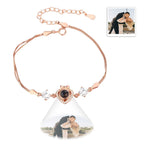 Custom Bow Heart Bracelet Personlized Projection Bracelet 925 Sterling Silver