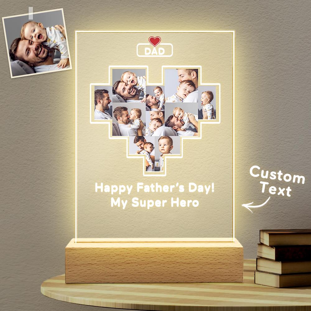 father s day gift custom photo plaque personalized glass nightlight design custom gift for everyday use